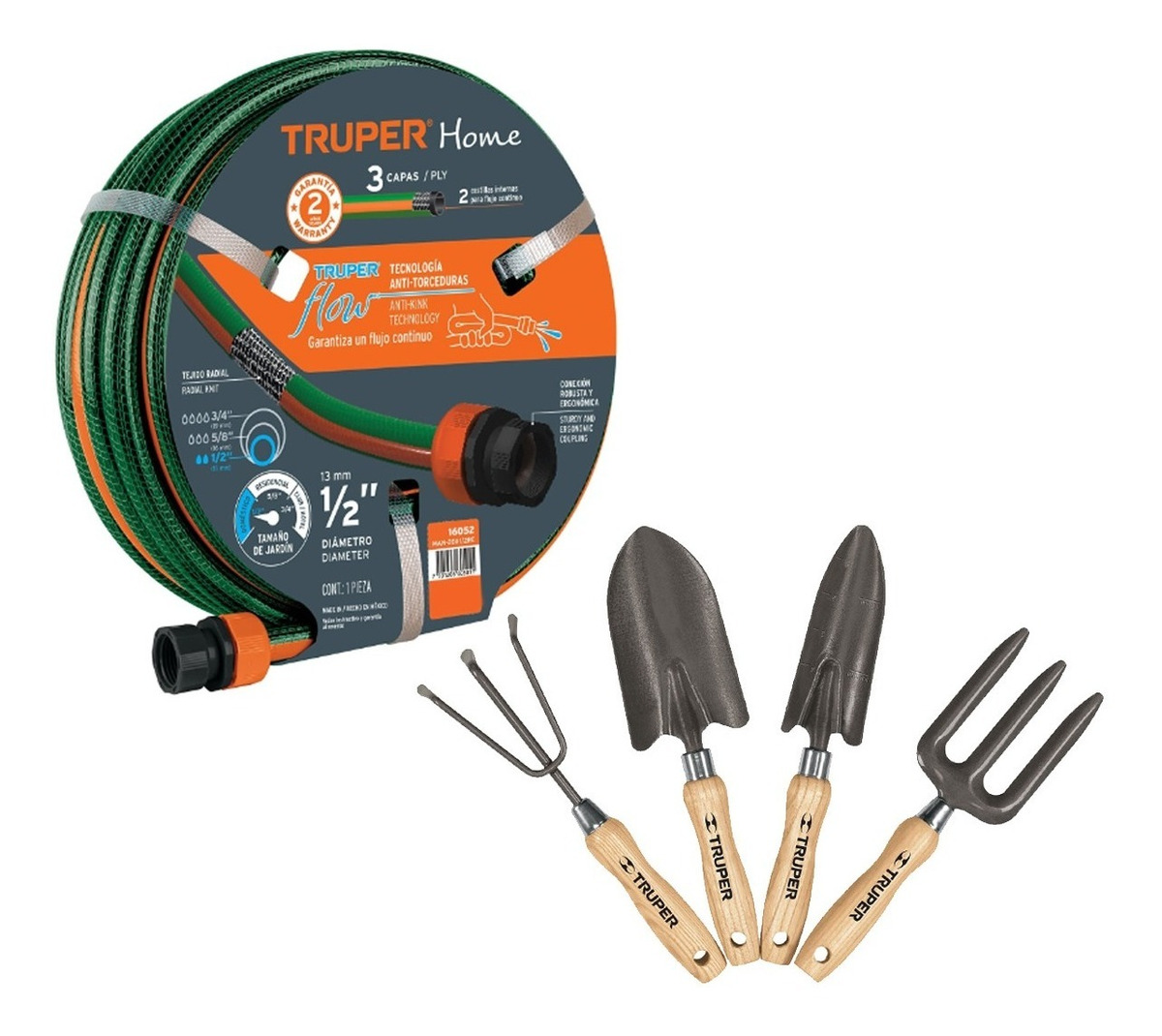 Manguera Triple Capa Anti Torceduras M Set Jardin Truper Surbat